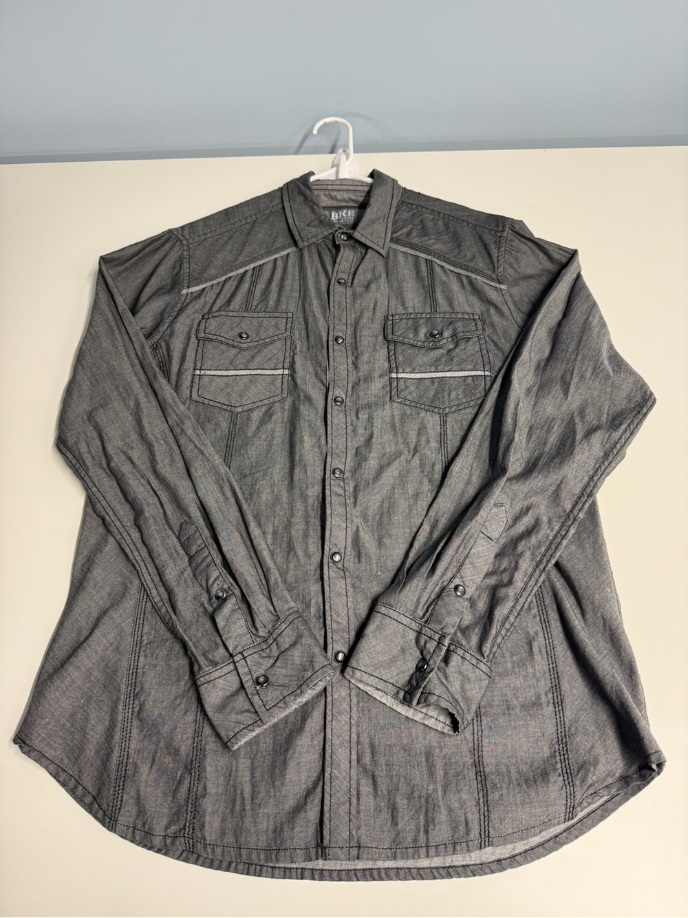 BKE Men's Grey Long-Sleeve Button-Down Shirt